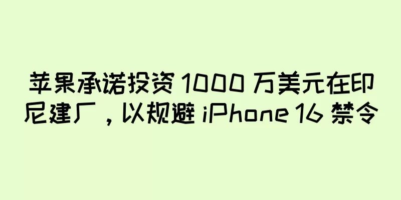 苹果承诺投资 1000 万美元在印尼建厂，以规避 iPhone 16 禁令