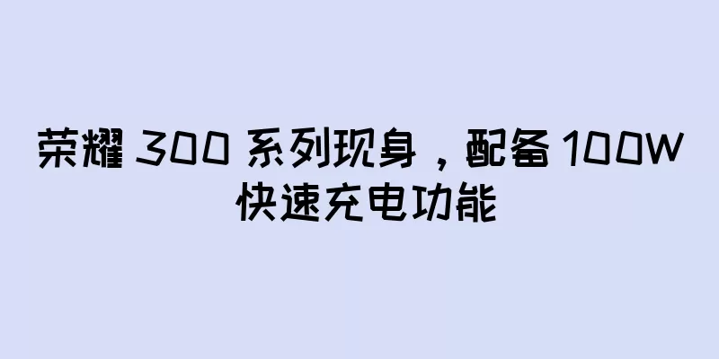 荣耀 300 系列现身，配备 100W 快速充电功能