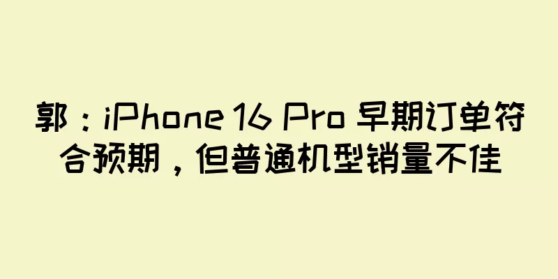 郭：iPhone 16 Pro 早期订单符合预期，但普通机型销量不佳